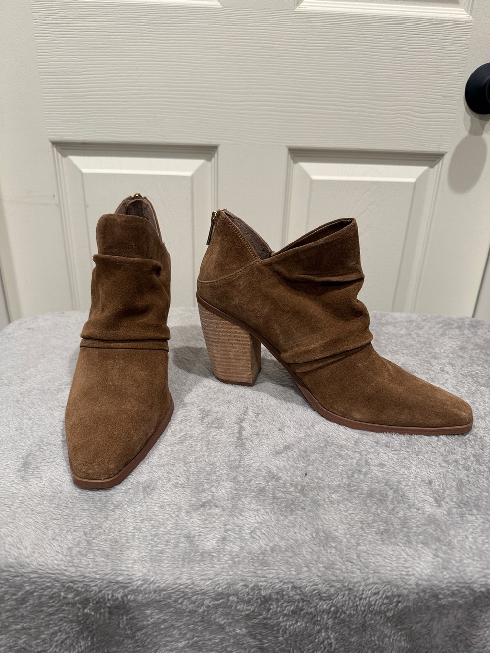 Vince Camuto Brown Suede Slouch Ankle Booties